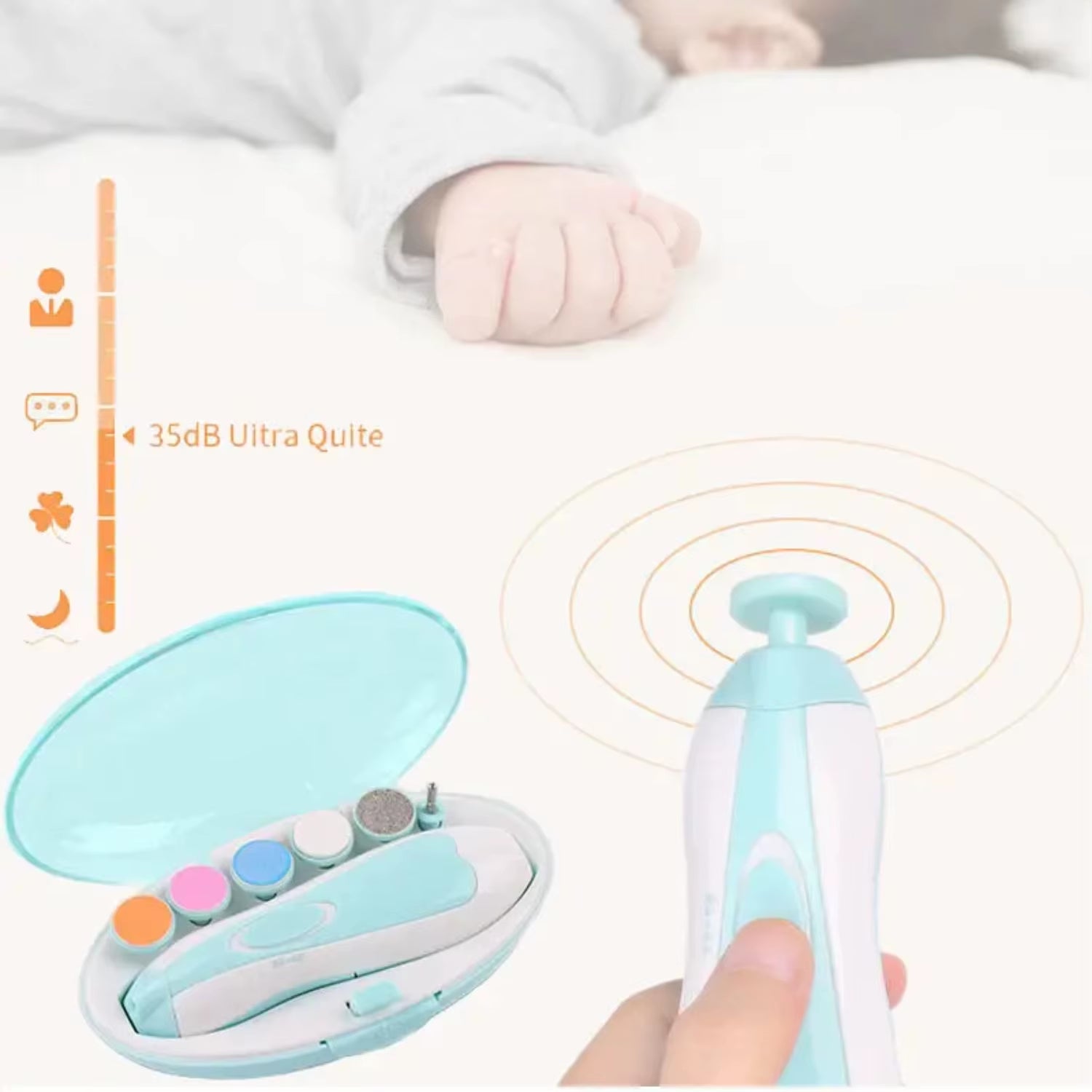Safe, Gentle, and Light Electric Baby Nail Trimmer - Precise and Easy Nail Care Kit for Newborns and Toddlers, Clipper for Babie