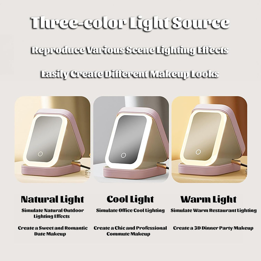 Travel Makeup Case with Led Mirror, Portable Makeup Box with Light, Gift for Women (Green)