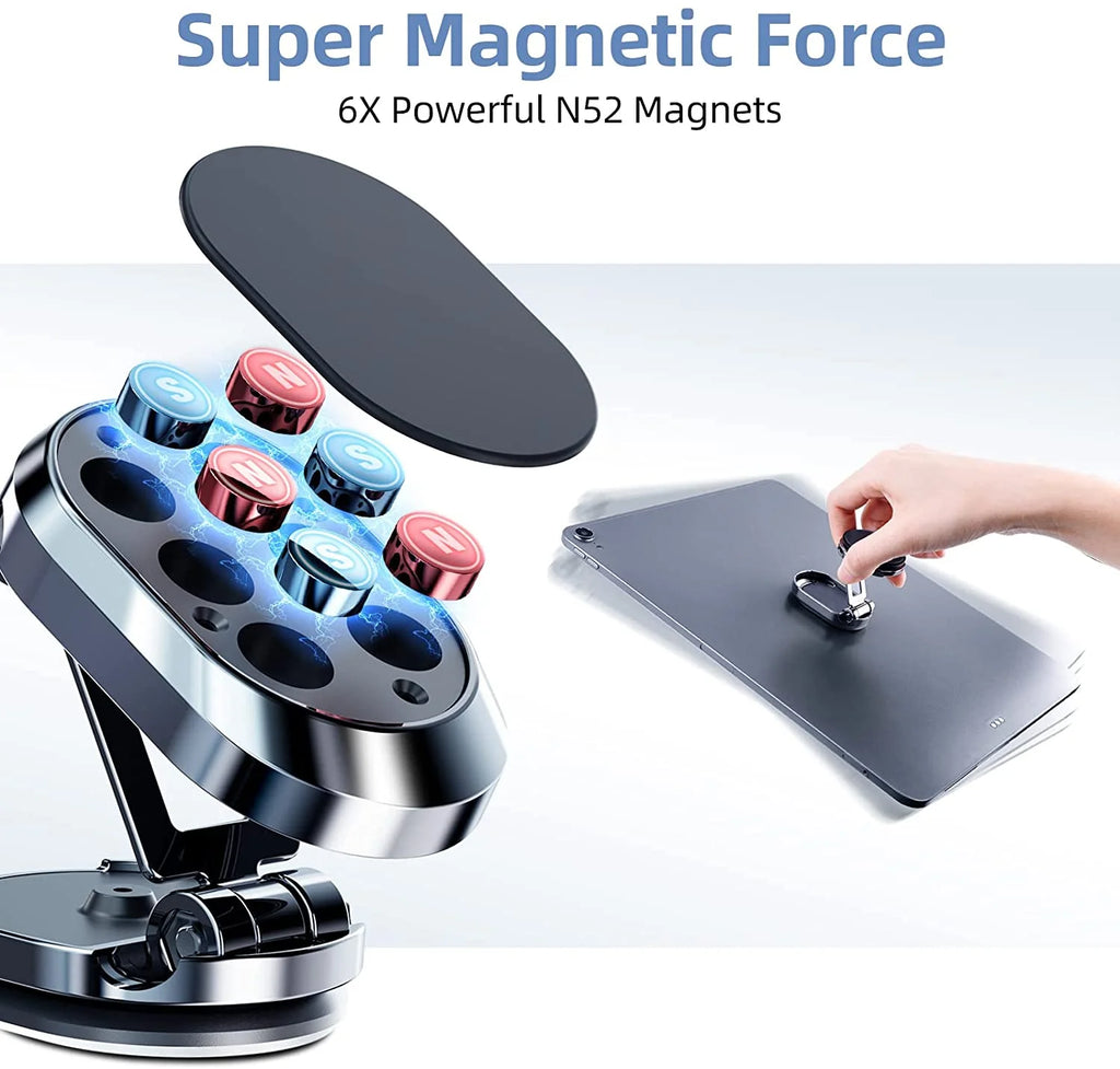 Magnetic Phone Holder for Car【Upgrade Foldable】Magnetic Phone Mount Multi-Functional 360°Rotation Phone Magnet for Car Dashboard Phone Holder Magnetic Car Mount for Iphone, Samsung, LG All Smartphones