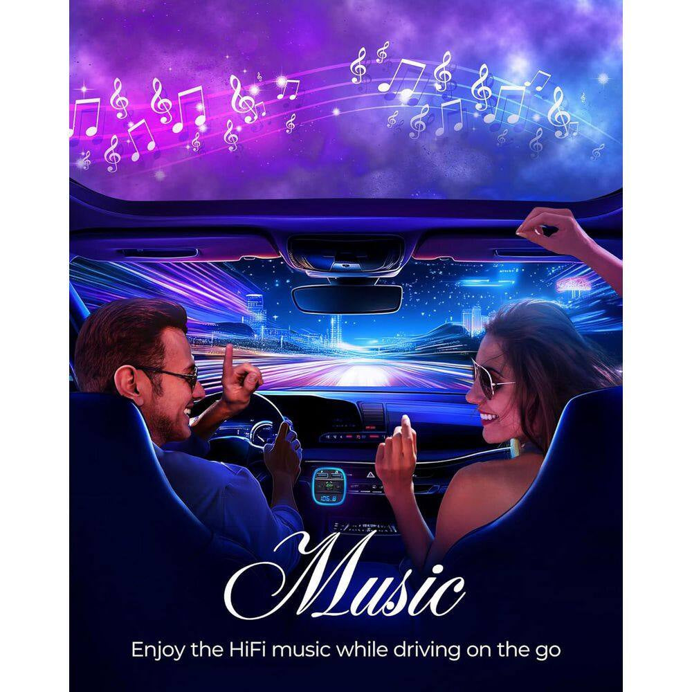 FM Transmitter Car Bluetooth Adapter Wireless Music Adapter W/ 2 USB Port Audio Receiver LED Display and U Disk TF Card