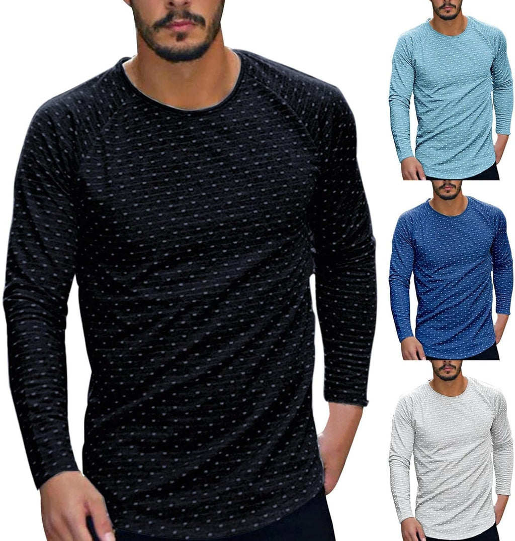 Men'S Winter Regular-Fit Long-Sleeve T-Shirt Lightweight round Neck Printed Blouse Pullovers