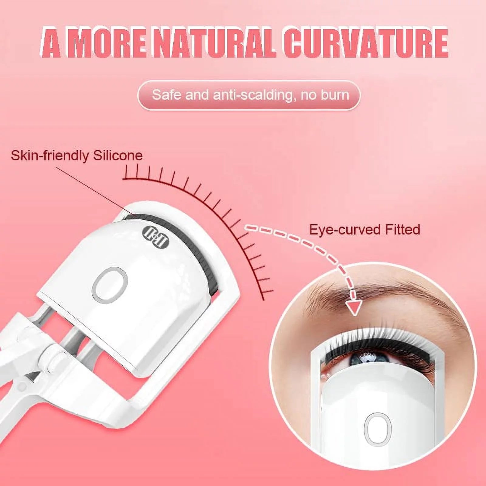 Heated Eyelash Curlers, Rechargeable Electric Eyelash Curler, Long-Lasting Heated Lash Curler for Natural Lashes - White
