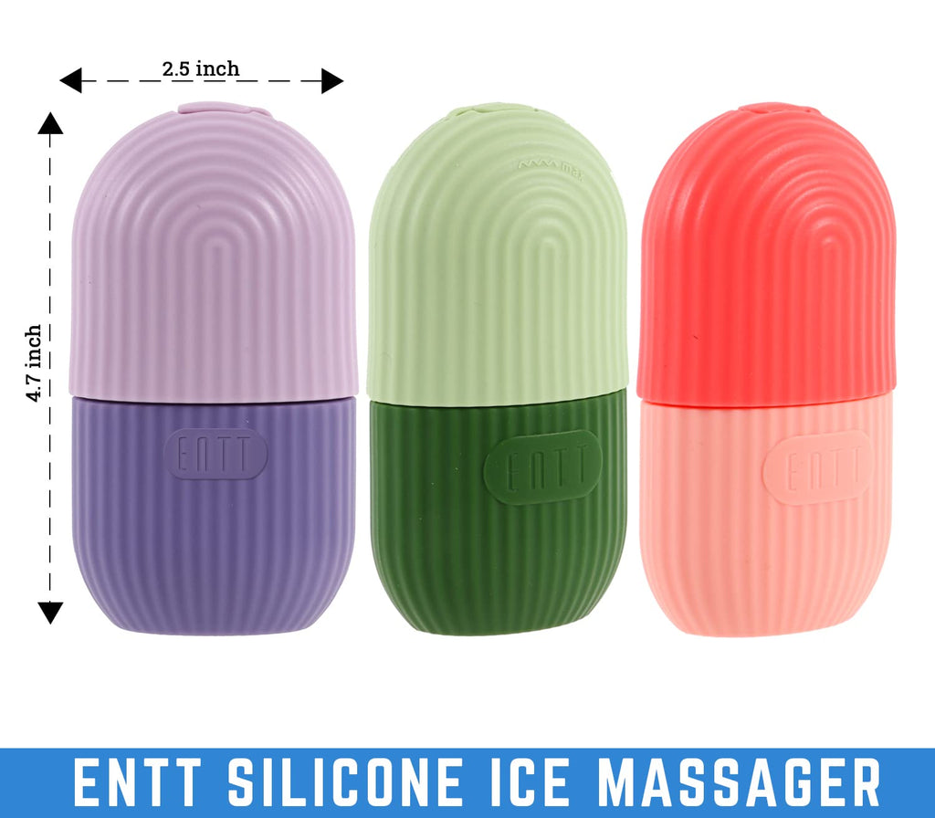 Reusable Silicone Ice Roller for Face, under Eye, Sun Burn Relief, Redness - Ice Mold - Cold Facial Therapy De-Puff - Food Grade Silicon Ice Cube Maker - Purple