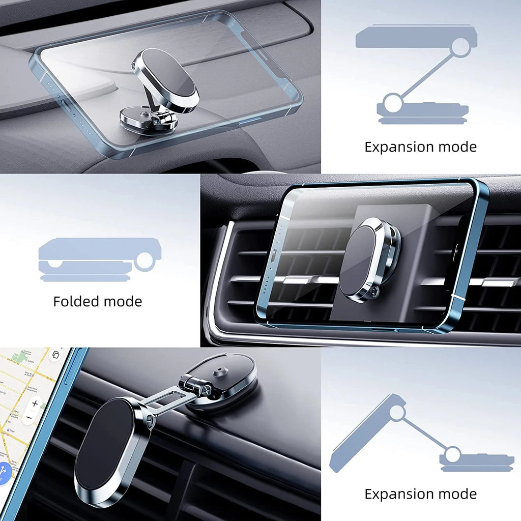 Magnetic Phone Holder for Car【Upgrade Foldable】Magnetic Phone Mount Multi-Functional 360°Rotation Phone Magnet for Car Dashboard Phone Holder Magnetic Car Mount for Iphone, Samsung, LG All Smartphones