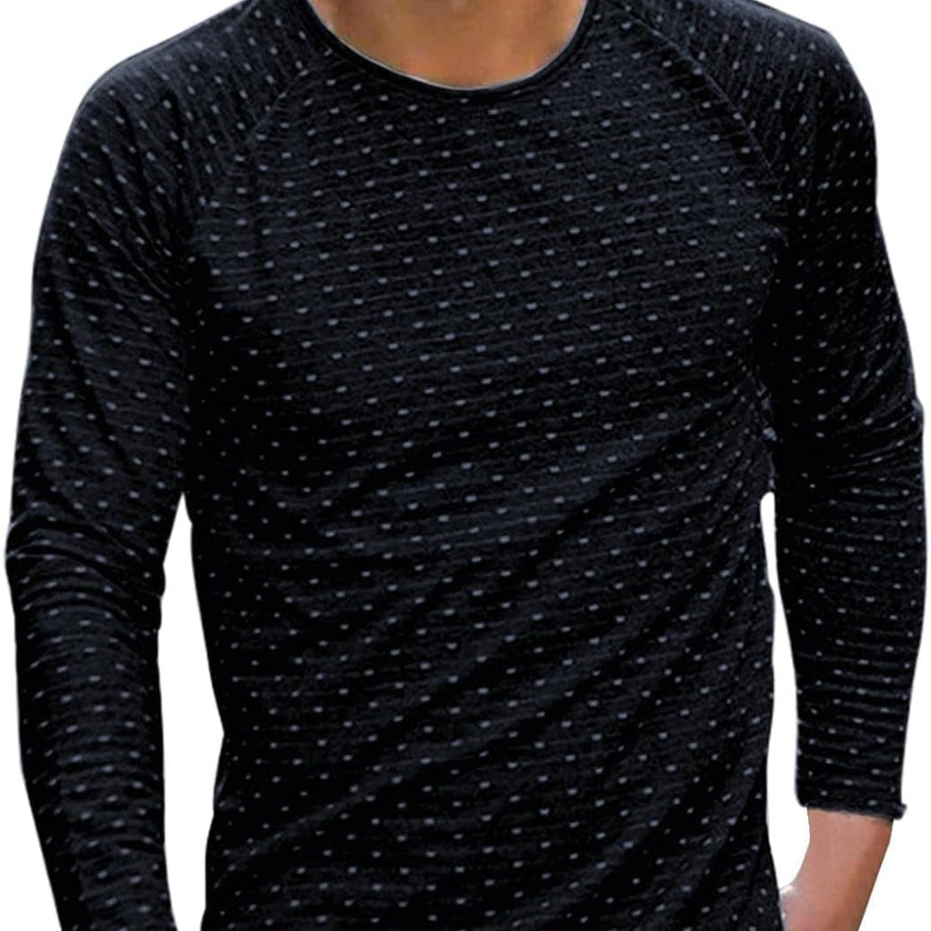 Men'S Winter Regular-Fit Long-Sleeve T-Shirt Lightweight round Neck Printed Blouse Pullovers