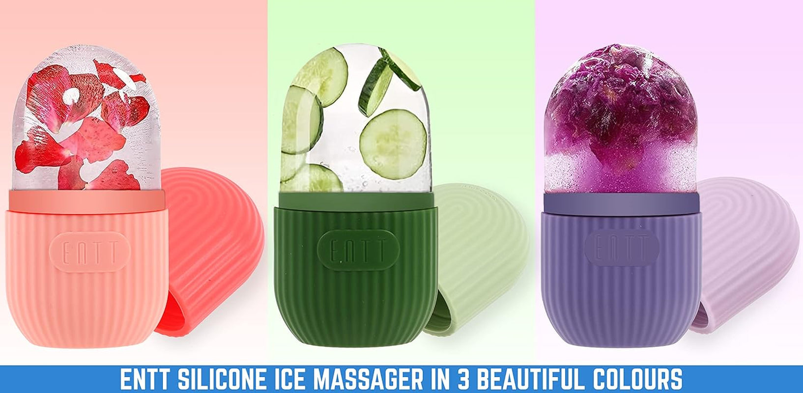 Reusable Silicone Ice Roller for Face, under Eye, Sun Burn Relief, Redness - Ice Mold - Cold Facial Therapy De-Puff - Food Grade Silicon Ice Cube Maker - Purple