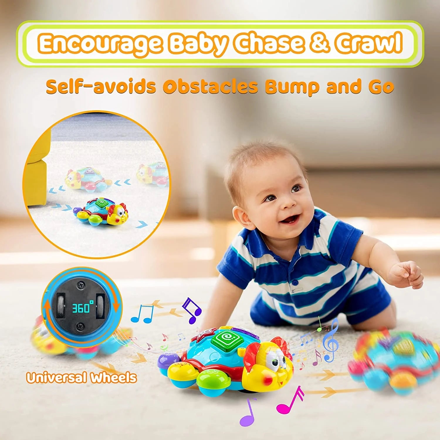 Baby Toys 6 to 12 Months Einstein Musical Toy, Infant Crawling Walking Toy for 6 9 12 18 Month, Bilingual Toys Spanish English Learning Educational Montessori Toys for 1 Year Old Girl Boy