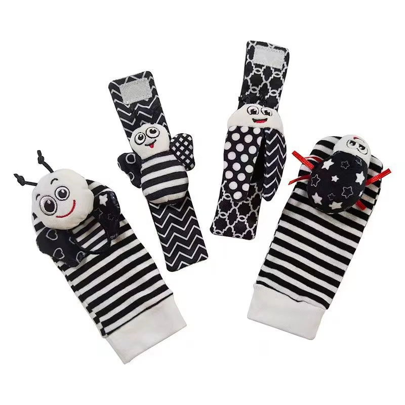 Foot Finders & Wrist Rattles for Infants Toys Black and White Sensory Toys Baby Essentials for Newborn Wrist Rattle Baby Gifts