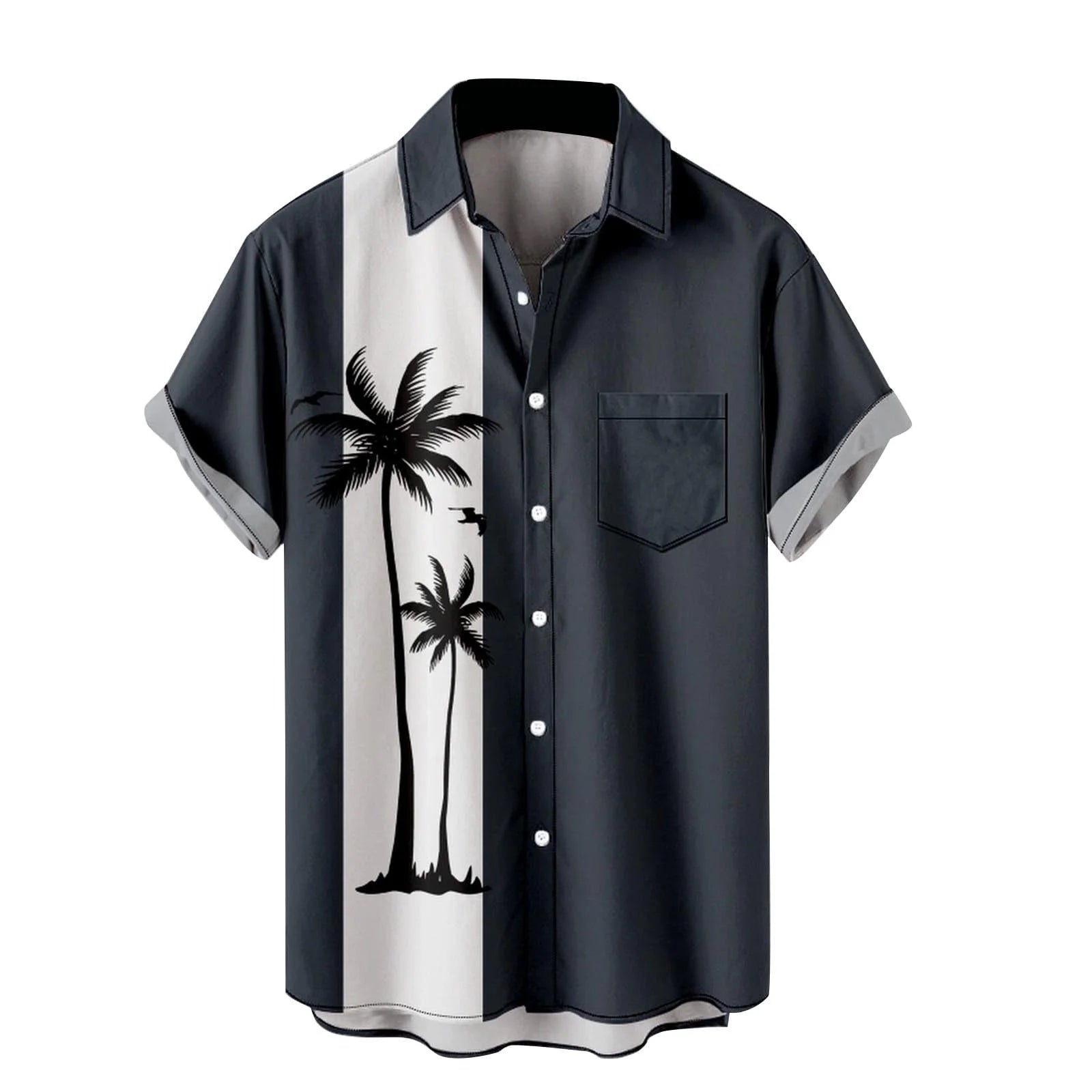 Mens T Shirts Casual Men'S Summer Fashion Hawaiian Style Short Sleeve Casual Shirts Mens Western Shirts Mens Shirts Slim Fit on Sale Clearance Navy,3Xl
