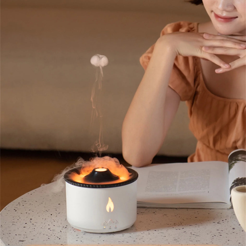 Flame Humidifier Mute Aromatherapy Machine Bedroom Lighting Large Fog Volume Air Purification Diffuser Aromatherapy Machine