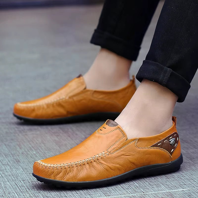 Leather Shoes Men Fashion Leather Genuine High Quality Luxury Brand Comfortable Men Casual Driving Shoes plus Size 37-47