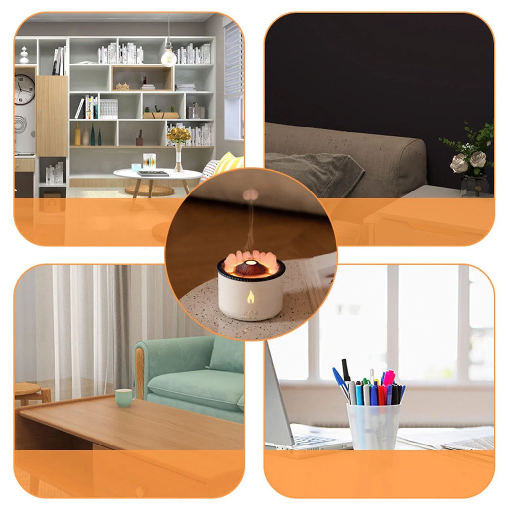 Flame Humidifier Mute Aromatherapy Machine Bedroom Lighting Large Fog Volume Air Purification Diffuser Aromatherapy Machine