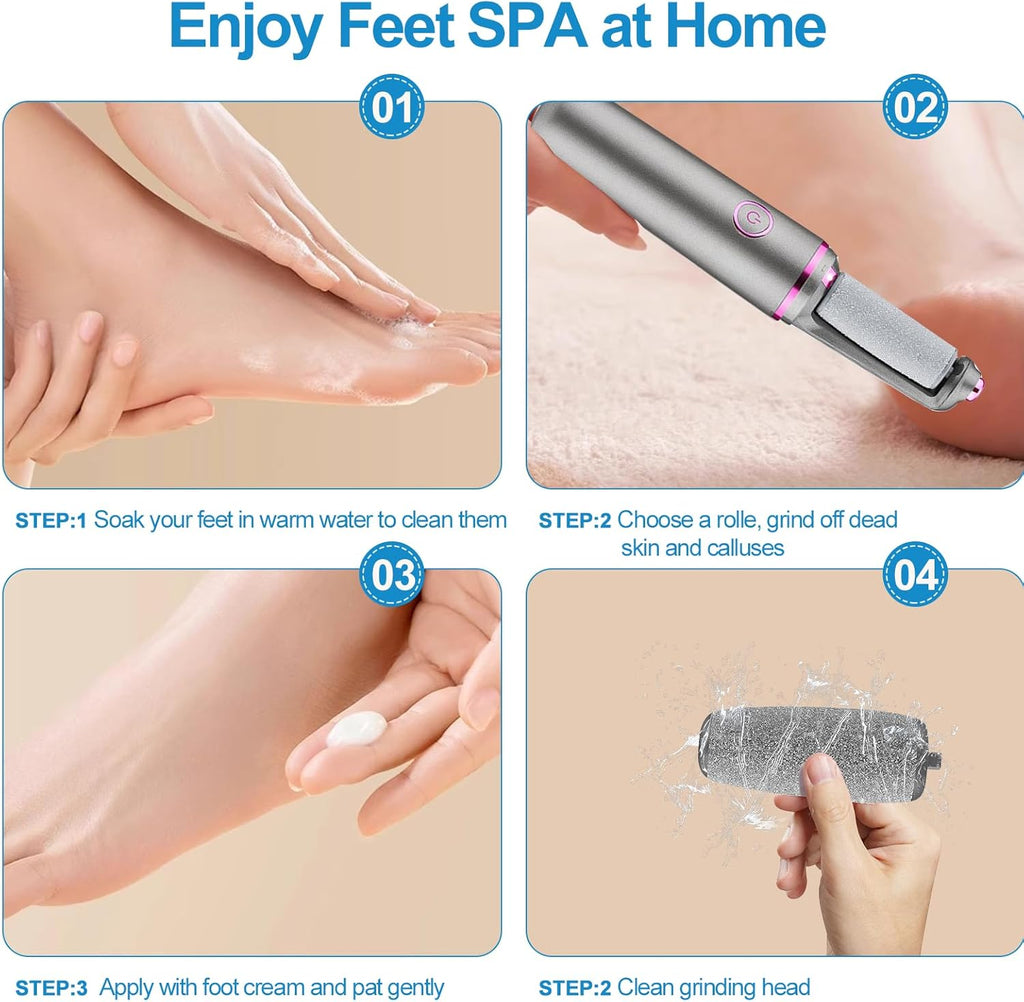 [2025 New Model]Electric Callus Remover for Feet, Portable Electric Foot File, Smooth Pedicure Wand Rechargeable Electric Foot Callus Remover Pedicure Tool, Feet Care for Removes Dry Hard & Dead Skin